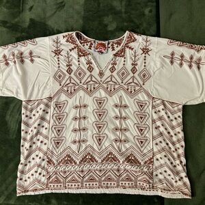 Johnny Was XL baggy shirt with copper embroidery